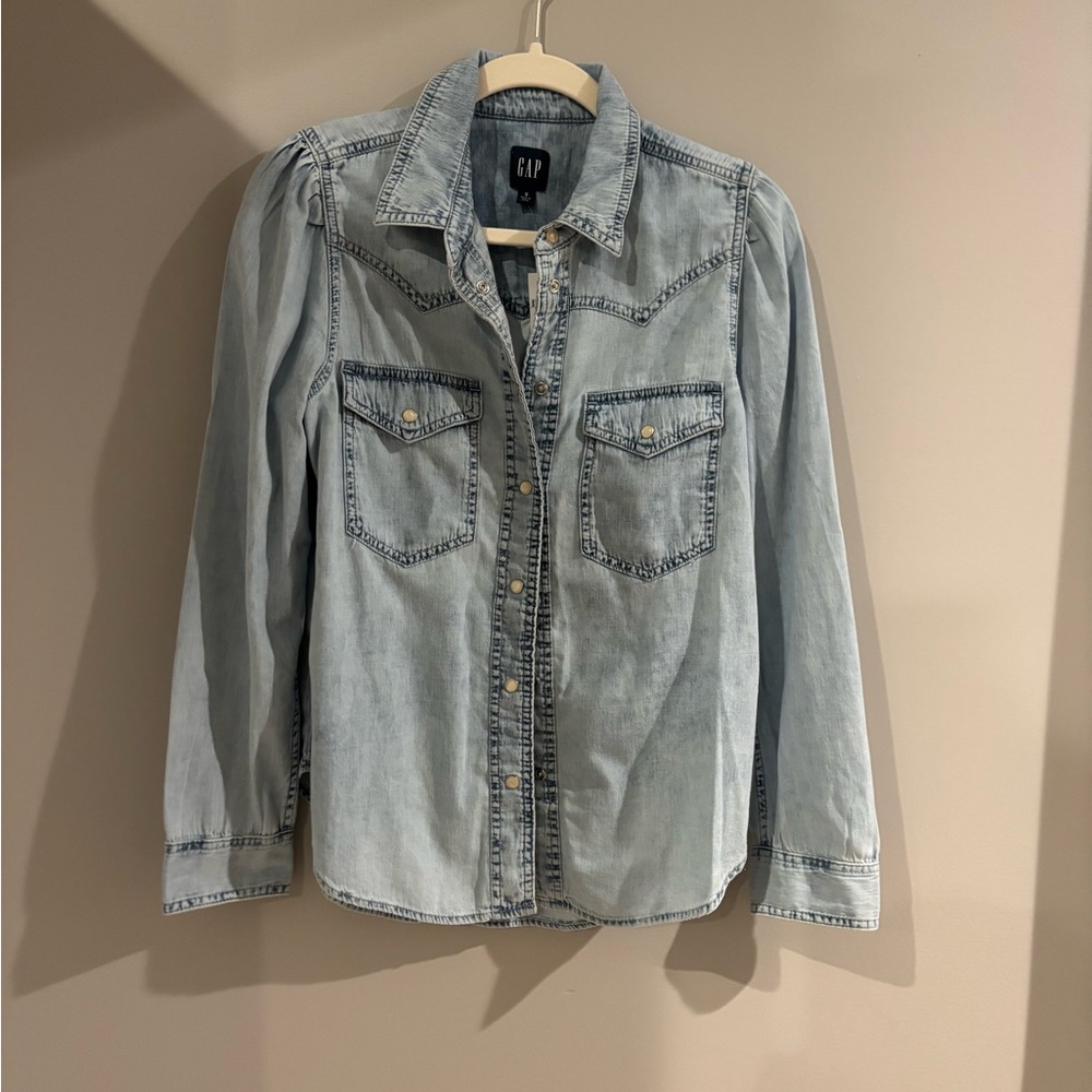 NWT GAP Light Blue Denim Western Shirt
